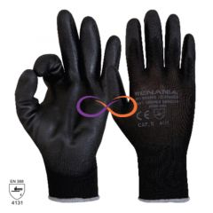 Manusa tricotata din nailon impregnata cu poliuretan pe degete si in palma SENSOR BLACK 1464N, Culoare Negru